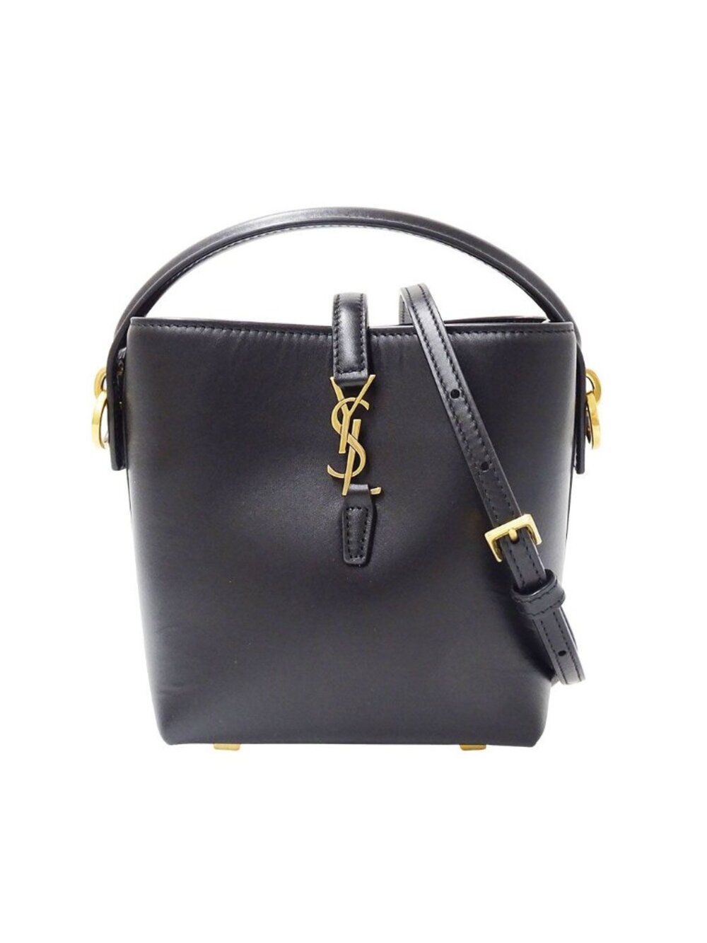 Saint Laurent 2-Way Shoulder Bag Leather Mini Black Handle
